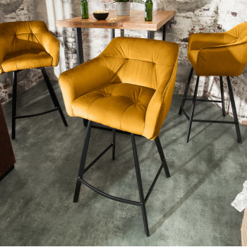 Barová stolička 40308 Loft Zamat Žltá