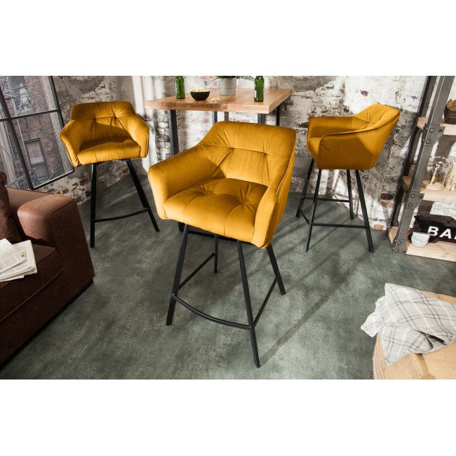 Barová stolička 40308 Loft Zamat Žltá Barová stolička 40308 Loft Zamat Žltá