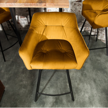 Barová stolička 40308 Loft Zamat Žltá