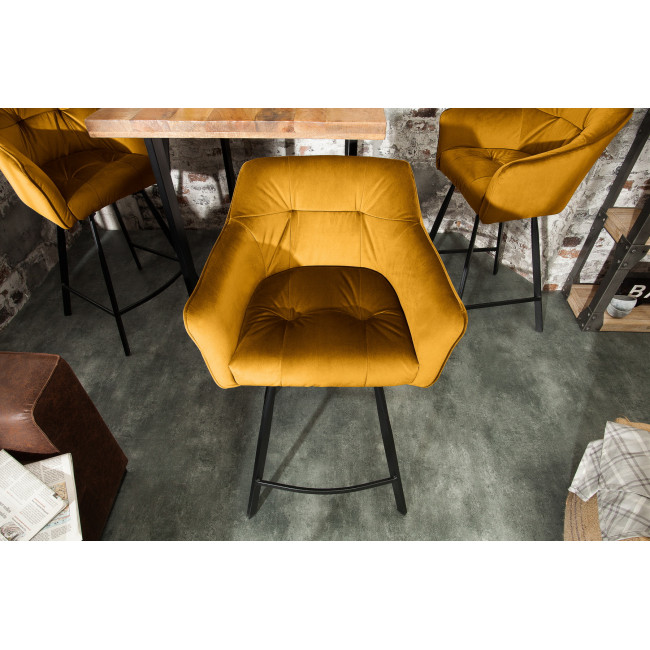 Barová stolička 40308 Loft Zamat Žltá Barová stolička 40308 Loft Zamat Žltá