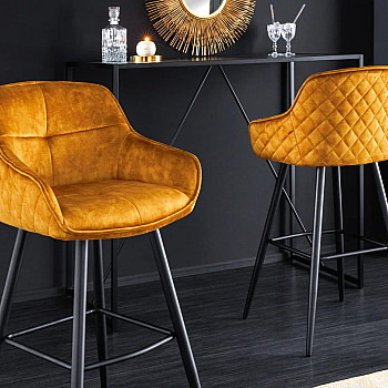 Barová stolička Euphoria 43687 Zamat - Žltá