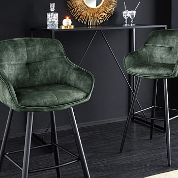 Barová stolička Euphoria 43688 Zamat - Tmavozelená