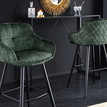 Barová stolička Euphoria 43688 Zamat - Tmavozelená