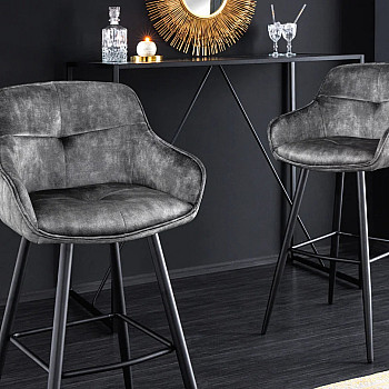 Barová stolička Euphoria 43690 Zamat - Tmavošedá
