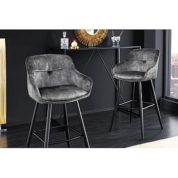 Barová stolička Euphoria 43690 Zamat - Tmavošedá