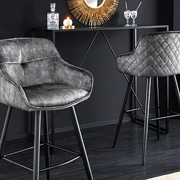 Barová stolička Euphoria 43690 Zamat - Tmavošedá