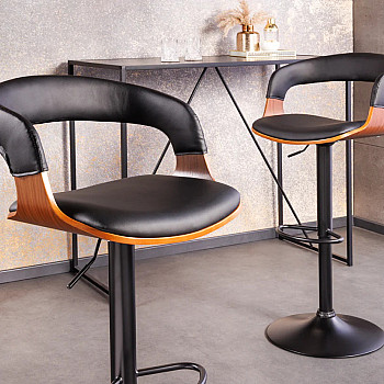 Barová stolička Manhattan 44196 Orech - EKO koža čierna