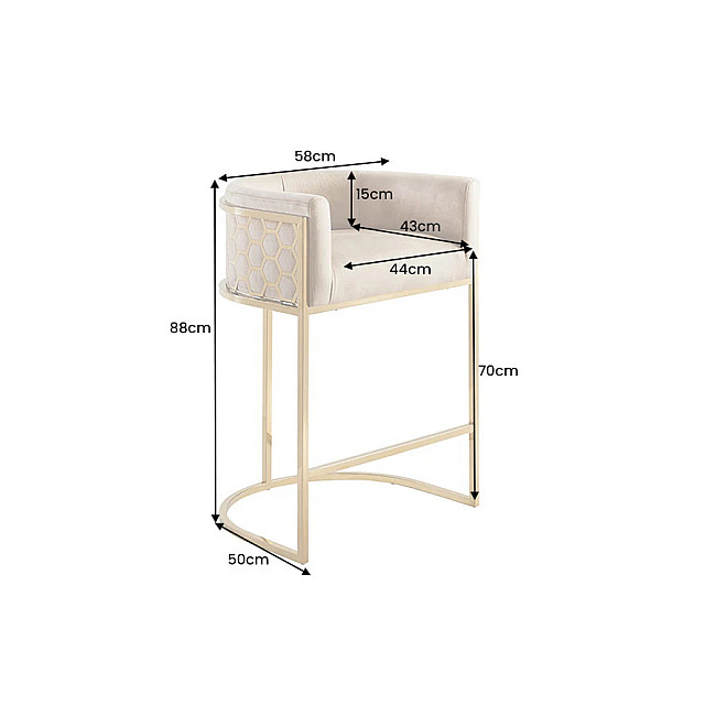 Barová stolička Elegance 47503 Zamat - Béžová