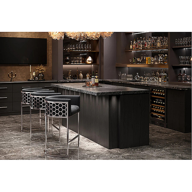 Barová stolička Elegance 47504 Zamat - Šedá