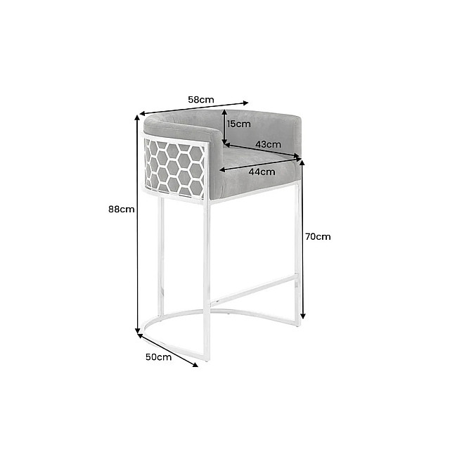 Barová stolička Elegance 47504 Zamat - Šedá