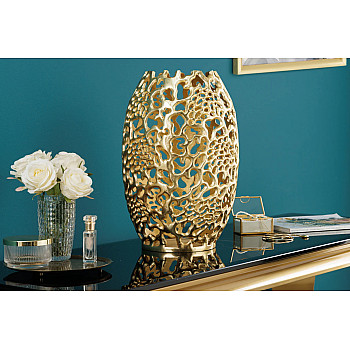 Dekorácia Váza Abstract 43219 Zlatá 40cm