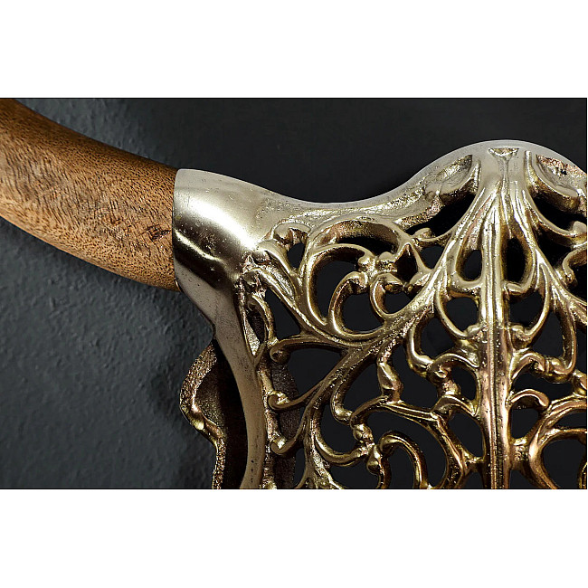 Dekorácia na stenu Bull 45561 Zlatá-Mango drevo