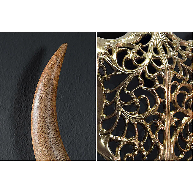 Dekorácia na stenu Bull 45561 Zlatá-Mango drevo