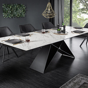 Rozkladací jedálenský stôl 39562 180/260 x 90cm White Look Ceramik 