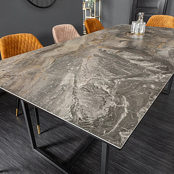 Jedálenský stôl 40668 200 x 100cm Marble Look Taupe Ceramik 