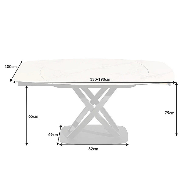 Rozkladací jedálenský stôl 41450 130/190 x 100cm Marble Look White Ceramik