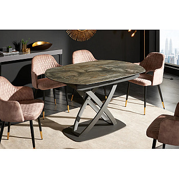 Rozkladací jedálenský stôl 41451 130/190 x 100cm Marble Look Taupe Ceramik 