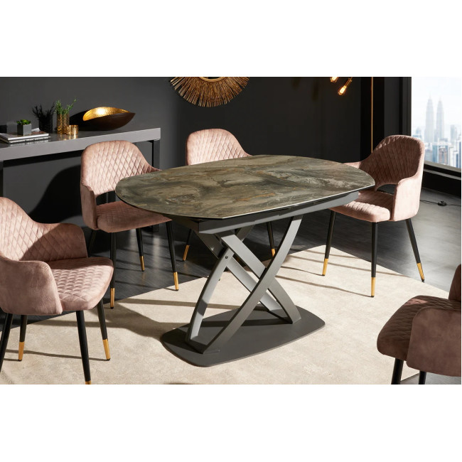 Rozkladací jedálenský stôl 41451 130/190 x 100cm Marble Look Taupe Ceramik Rozkladací jedálenský stôl 41451 130/190 x 100cm Marble Look Taupe Ceramik
