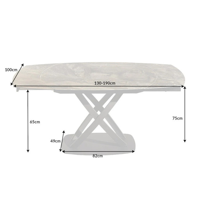 Rozkladací jedálenský stôl 41451 130/190 x 100cm Marble Look Taupe Ceramik Rozkladací jedálenský stôl 41451 130/190 x 100cm Marble Look Taupe Ceramik