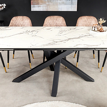 Rozkladací jedálenský stôl Marvelous 43842 180/220/260x90cm Ceramik white marble