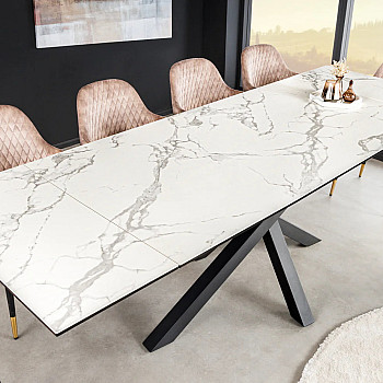 Rozkladací jedálenský stôl Marvelous 43842 180/220/260x90cm Ceramik white marble