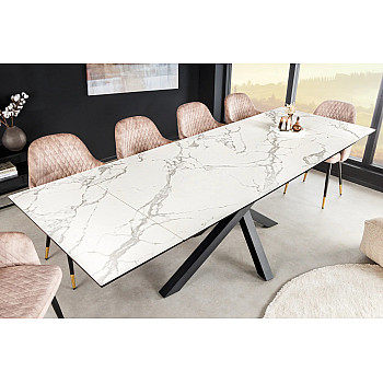 Rozkladací jedálenský stôl Marvelous 43842 180/220/260x90cm Ceramik white marble