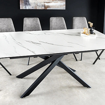 Rozkladací jedálenský stôl Alpine 43844 160/200x90cm Ceramik White marble