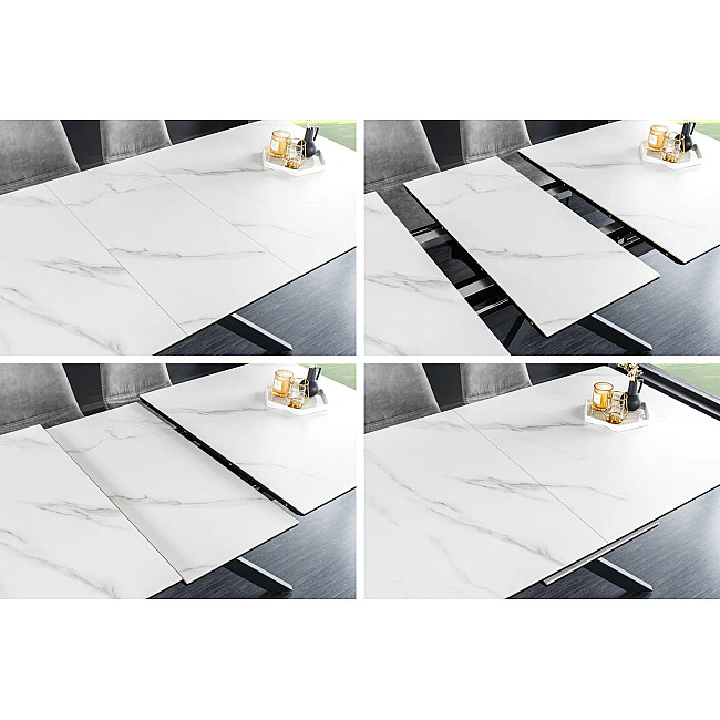 Rozkladací jedálenský stôl Alpine 43844 160/200x90cm Ceramik White marble