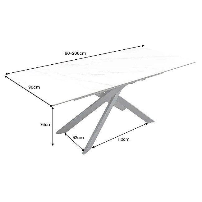 Rozkladací jedálenský stôl Alpine 43844 160/200x90cm Ceramik White marble
