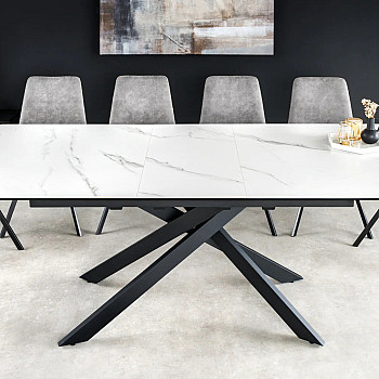 Rozkladací jedálenský stôl Alpine 43844 160/200x90cm Ceramik White marble