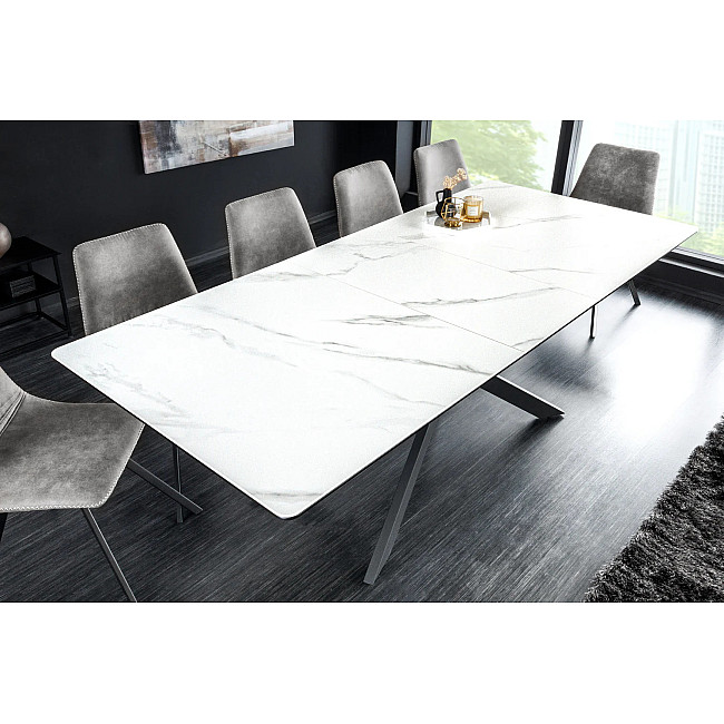 Rozkladací jedálenský stôl Alpine 43844 160/200x90cm Ceramik White marble
