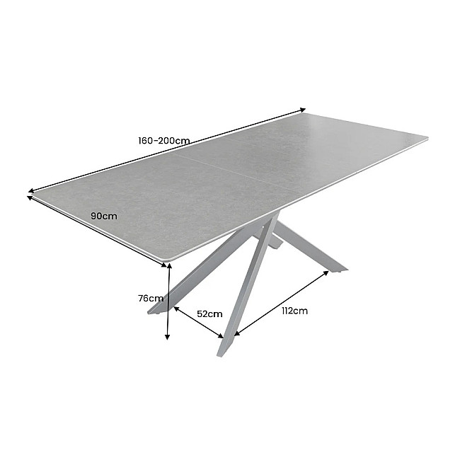 Rozkladací jedálenský stôl Alpine 43845 160/200x90cm Ceramik antracite
