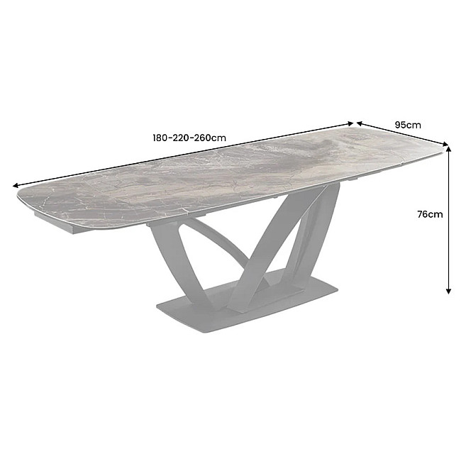 Rozkladací jedálenský stôl 45178 180/220/260 x 90cm Taupe Ceramik
