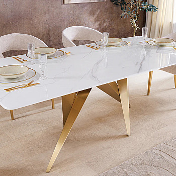 Jedálenský stôl Art Living 46202 200x100cm Biely Mramor Ceramic