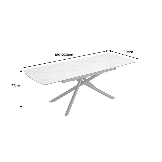 Rozkladací jedálenský stôl Mikado 46495 180/230x90cm Ceramik white marble
