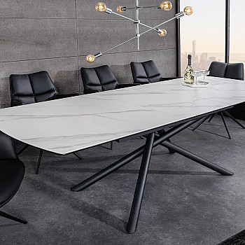 Rozkladací jedálenský stôl Mikado 46495 180/230x90cm Ceramik white marble