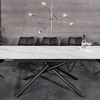Rozkladací jedálenský stôl Mikado 46495 180/230x90cm Ceramik white marble