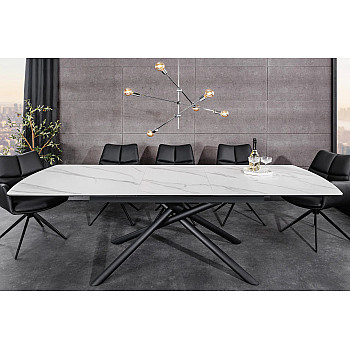 Rozkladací jedálenský stôl Mikado 46495 180/230x90cm Ceramik white marble