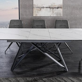 Rozkladací jedálenský stôl Atlas 46497 160/200x90cm Ceramik white marble