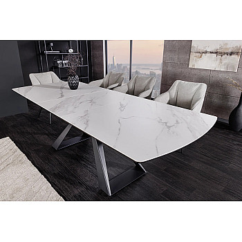 Rozkladací jedálenský stôl 46498 Concord 180/230 x 90cm White marble Look Ceramik 