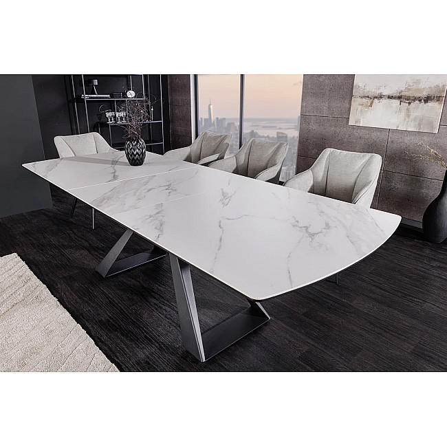 Rozkladací jedálenský stôl 46498 Concord 180/230 x 90cm White marble Look Ceramik