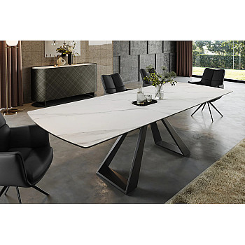 Rozkladací jedálenský stôl 46498 Concord 180/230 x 90cm White marble Look Ceramik 