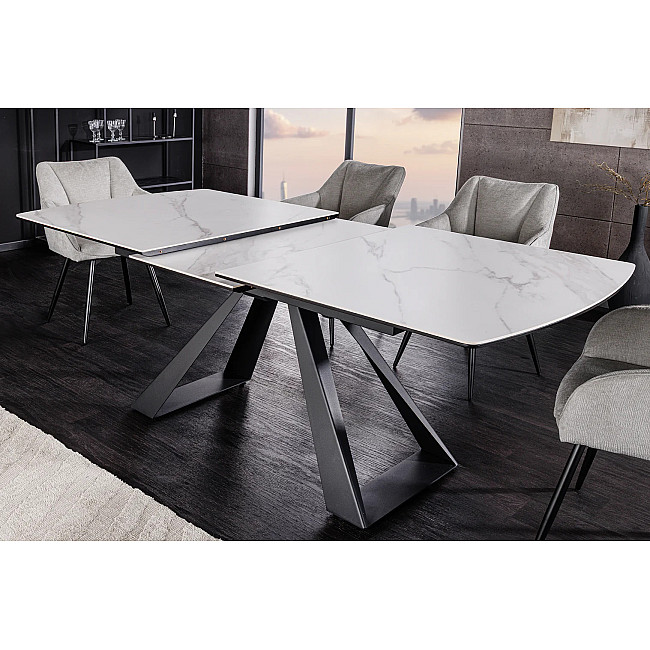 Rozkladací jedálenský stôl 46498 Concord 180/230 x 90cm White marble Look Ceramik