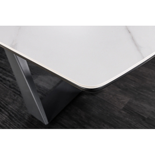 Rozkladací jedálenský stôl 46498 Concord 180/230 x 90cm White marble Look Ceramik