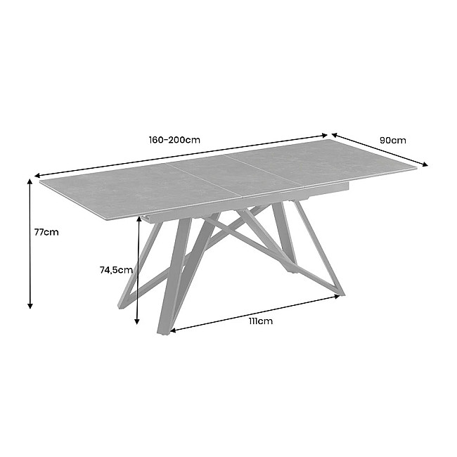 Rozkladací jedálenský stôl Atlas 46500 160/200x90cm Ceramik graphite marble