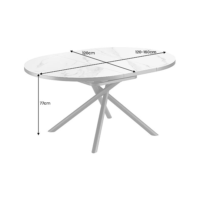 Rozkladací jedálenský stôl Mikado 46503 120/160x90cm Ceramik white marble