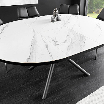 Rozkladací jedálenský stôl Mikado 46503 120/160x90cm Ceramik white marble