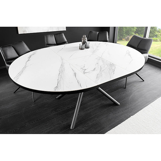 Rozkladací jedálenský stôl Mikado 46503 120/160x90cm Ceramik white marble