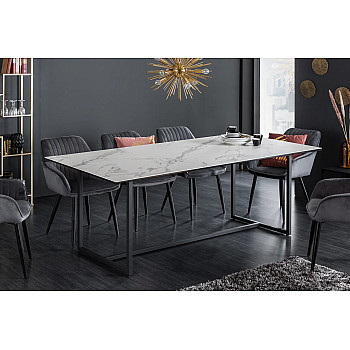 Jedálenský stôl 41088 200 x 100cm Marble Look White Ceramik 