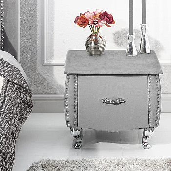 Nočný stolík 39357 Zamat Strieborno šedý Nočný stolík 39357 Zamat Strieborno šedý